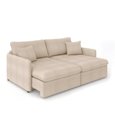 Imagem de Sofá Retrátil Reclinável 3 Lugares 194cm Maili Bouclê Creme K01 - D'Rossi