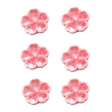 Imagem de CHOOLD Elegante cerejeira flor de cerâmica pauzinhos descanso rack de jantar colher suporte faca suporte suporte suporte suporte suporte suporte suporte suporte de garfo, Sakura Chopsticks (conjunto com 6), rosa, 1.8in