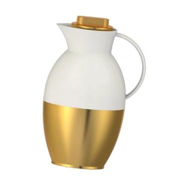 Imagem de Fenteer Jarra térmica isolada para café, jarra de água de 1 litro, dispensador de bebidas, chaleira portátil versátil para, pote térmico e garrafa, Branco