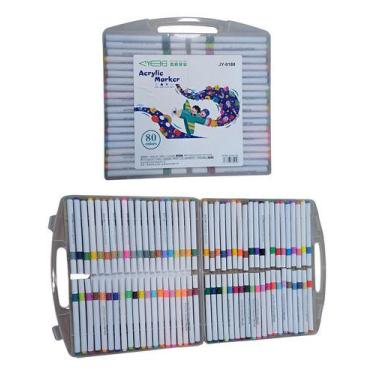 Imagem de Super Kit Estojo Canetinhas Profissional Ponta 80 Cores Permanente Pon