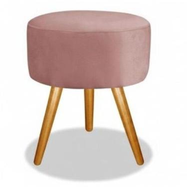 Imagem de Puff Redondo Pés Palito Rosa Veludo - SMF DECOR