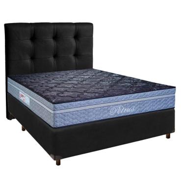 Imagem de Cama Box + Colchão Casal Molas Ensacadas Petrus Paropas + Cabeceira Estofada