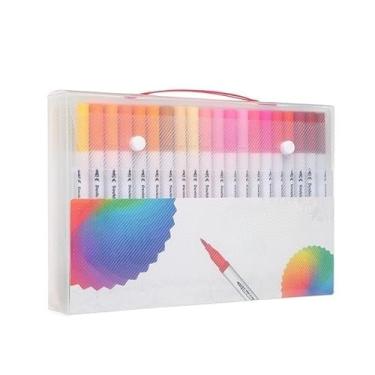 Imagem de KIT 24/36/48/60/80/100/120 Canetas de Cabeça Dupla 2 em 1 – Ponta Fina e Pincel, Marcadores de Arte Coloridos para Desenho, Ilustração e Criatividade(60 Núcleos)