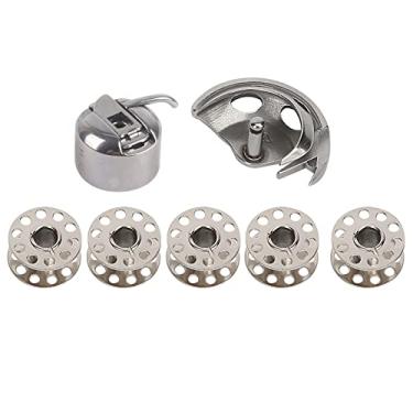 Imagem de Acessórios para máquina de costura com 5 bobinas e 1 capa de bobina e 1 gancho de transporte para acessórios de máquina de costura doméstica estilo antigo suprimentos