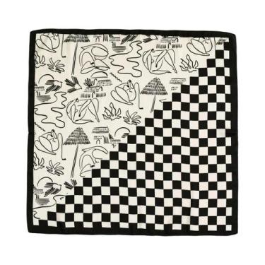 Imagem de Bandana Hip Hop Preta Com Estampa Paisley 68x68cm Lenço Quadrado Para 