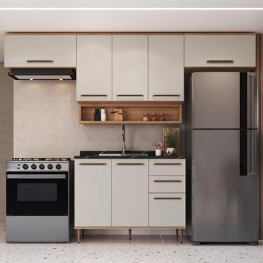 Imagem de Cozinha Modulada 5 Peças 8 Portas 2 Gavetas com Nicho Decorativo Isabe