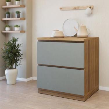 Imagem de Balcão 1 Porta 1 Gaveta com Rodapé 70cm 100% Mdf Rainha - Nesher Móvei