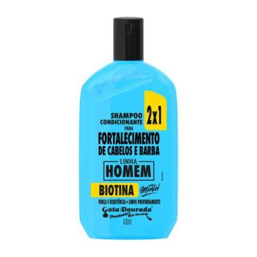 Imagem de Shampoo fortal.de cabelos e barba homem 2x1 biotina g.d. 430 ml - Gota