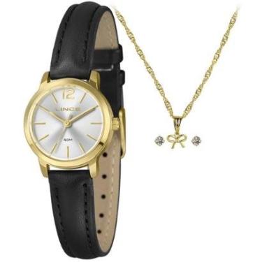 Imagem de Relogio Kit Feminino Lince Original LRCH236L25KOFTS2PX Pulseira Couro Preta-Feminino