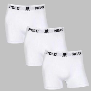 Imagem de Kit 3 Cueca Boxer Polo Wear Masculina Sem Costura Box Adulto, Branco, 