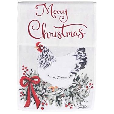 Imagem de Dicksons Bandeira de jardim de Natal, decoração de férias ao ar livre, faixa de quintal sazonal dupla face padrão 33 x 45 cm poliéster frango fazenda