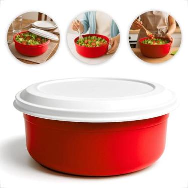 Imagem de Kit 3 Potes Saladeira Redonda 28x10cm Geladeira Organizador Alimentos 