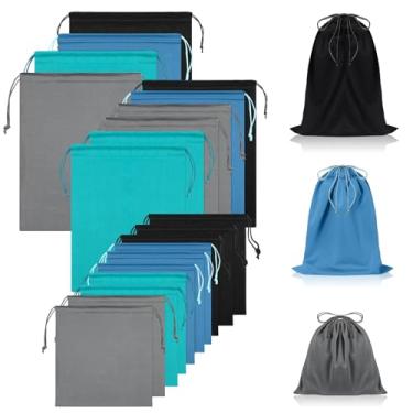 Imagem de Hillban 20 peças de sacos de brinquedo de cetim com cordão organizador de brinquedos de seda bolsa de presente leve multiuso dobrável saco de viagem para mulheres e homens, 3 tamanhos (P, M, G, azul