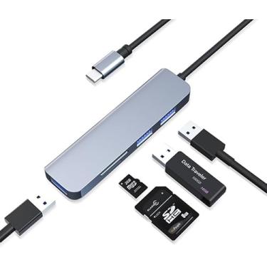 Imagem de Hub USB de 4 portas, adaptador divisor USB-A para mouse, teclado, pen drive, disco rígido externo, impressora e muito mais, expansor USB compacto de várias portas para laptop, desktop e console de