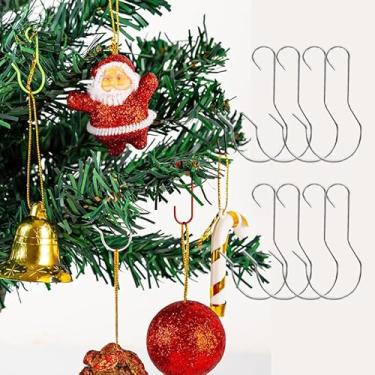 Imagem de 100 peças de gancho de pendurar de metal em forma de G de Natal, festival, festa, presente, pingente, lareira para árvore de Natal, artesanato, adereços de decoração (prata-100 peças)