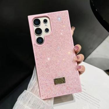 Imagem de MVVKKY Capa de celular luxuosa com cisne piscante, à prova de choque e queda, para S24Ultra (para S24Ultra/rosa)