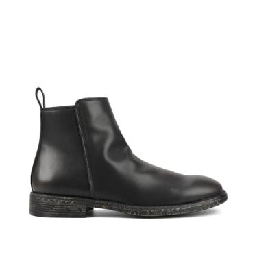 Imagem de FIEEIF Bota Chelsea masculina de couro com zíper lateral elegante e confortável, Preto, 39