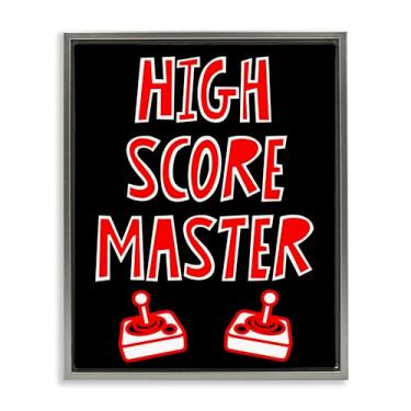 Imagem de Stupell Industries Arte de parede em tela flutuante cinza High Score Master Gamer, design de Marcus Prime, 78 x 63 cm