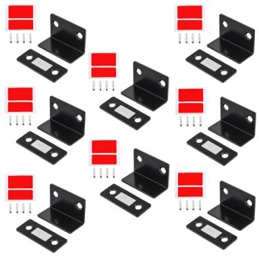 Imagem de HOJLKLD Pacote com 8 ímãs magnéticos ultrafinos em forma de L para porta de armário com trava magnética para armário e porta de armário adesivo para armário de cozinha