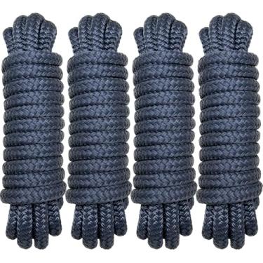 Imagem de PACTHSD Linhas de doca de barco 1/5.1 cm x 15' - Cordas de nylon trançado duplo premium para ancoragem pré-emendada com olho de 30.5 cm, corda de doca de linhas de barco de nível marítimo, linhas de