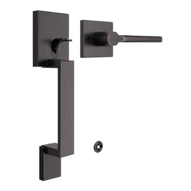 Imagem de Tinewa Maçaneta de bronze polido a óleo San Clemente com alavanca, maçaneta de entrada atualizada, espaço de orifício ajustável, liga de zinco e alavanca reversível, 1 pacote