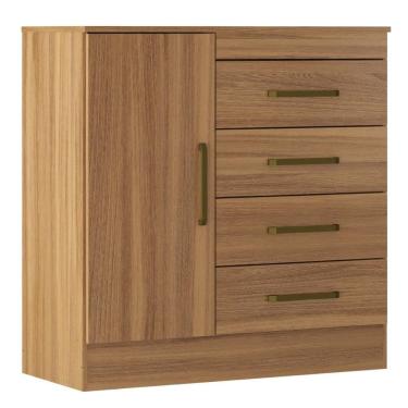 Imagem de Cômoda 4 Gavetas 1 Porta Com Rodizios Montevidéu Amêndola Touch