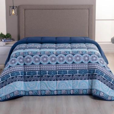 Imagem de Edredom King Luar Super Macio Malha 100% Algodão Dupla Face 01 Peça - Azul Marinho