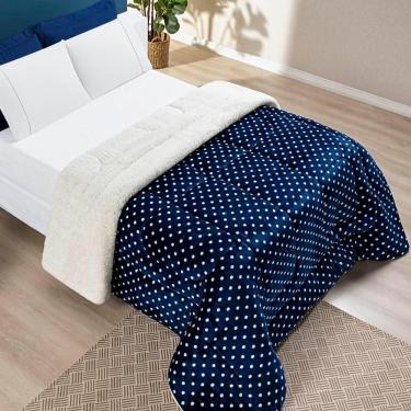 Imagem de Edredom Casal Padrão Coberdrom Sherpa-mantinha Petit Poa 1 Peça Marinho