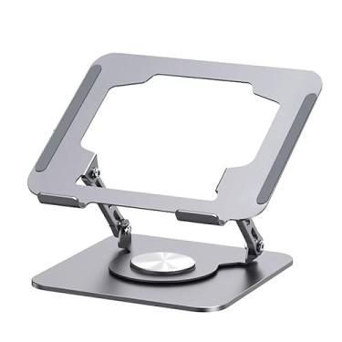 Imagem de Suporte ajustável para laptop, base giratória 360, suporte ergonômico para notebook, suporte dobrável e portátil adequado para laptops/tablets.