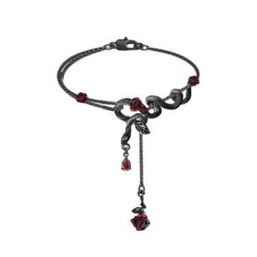 Imagem de MASW Pulseira de cobra gótica personalizada em forma de cobra pulseira de borla acessórios femininos modernos M3693, 6.3 in + 1.57 in, Latão, Sem Pedra Preciosa