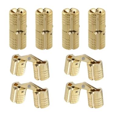 Imagem de Pastlla 8 peças dobradiças escondidas de latão, dobradiças invisíveis para móveis de armário, dobradiça oculta de móveis de ângulo de abertura de 180 graus para artesanato manual de caixa de joias DIY