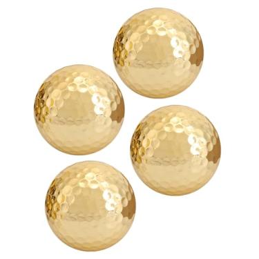 Imagem de Bolas de Golfe de Prática Bola de Golfe Banhada a Ouro 4 Peças, Bola de Golfe Resistente Ao Desgaste de Camada Dupla para Prática, Decoração Presente e Jogo Real, Acessório de
