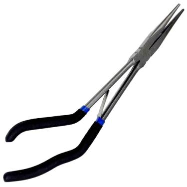 Imagem de Rite Angler Alicate de desengate de pistola – Alicate de pesca com cabo de pistola para remoção de gancho, água doce/salgada, ferramenta de nariz de agulha para peixes - azul/preto, 30 cm