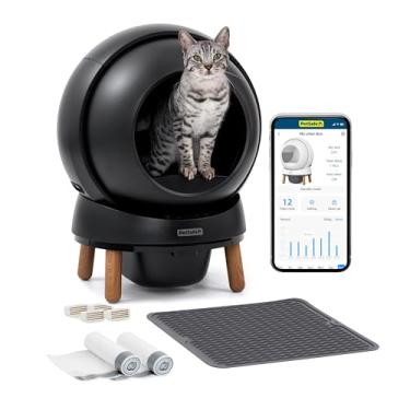 Imagem de PetSafe Pacote de caixa de areia autolimpante SmartSpin ScoopFree, preto – Controle de odor – Controlado por aplicativo – Até 2 semanas de limpeza mãos livres – Inclui tapete de areia, 50 sacos de