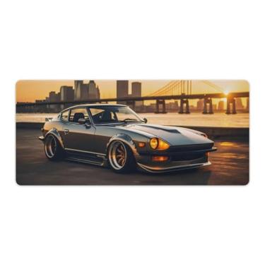 Imagem de Sunset Vintage Car 240z Retro Classic JDM Car Desk Pad Mouse Pad Antiderrapante Grande Material de Escritório Tapete de Mesa Impermeável Borracha Escrita para Escritório Jogo Casa 40 x 90 cm