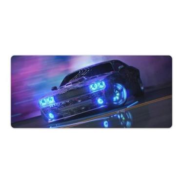 Imagem de Drift Car Muscle Car Neon Smok JDM Mesa Pad Mouse Pad Antiderrapante Grande Material de Escritório Tapete de Mesa de Borracha Impermeável Tapete de Escrita para Escritório Jogo Casa 40 x 90 cm