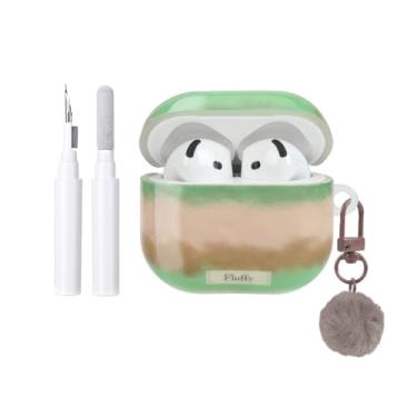 Imagem de COTYPOFLIYTT Capa compatível com AirPods 4 com kit de limpeza, linda estética listrada retrô colorida para meninas e mulheres, capa protetora à prova de choque de TPU macio para AirPods 4ª geração