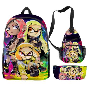 Imagem de Conjunto de mochilas Splatoons Anime School, 3 unidades/lote para crianças