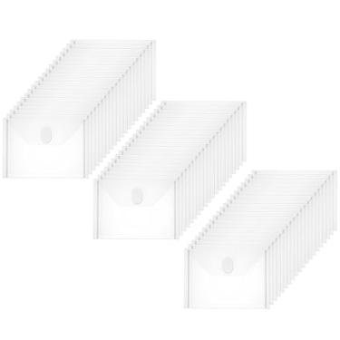Imagem de Pacote com 60 envelopes de plástico pequenos, 5 x 17 cm, fecho de gancho, suporte de armazenamento de recibos, bolsa transparente para armazenamento de carimbos e matrizes para artesanato em relevo