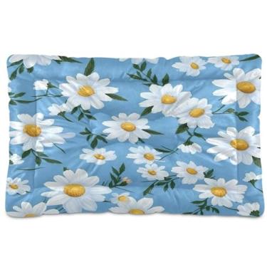 Imagem de Wassud Cama de cachorro pequena lavável com margarida branca, tapetes para cães pequenos, tapete portátil macio para animais de estimação, cama antiderrapante para cães e gatos, almofada confortável