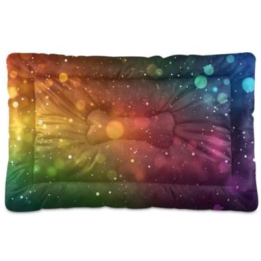 Imagem de Wassud Cama de cachorro abstrata com arco-íris borrado, grande, tapete para cachorro ao ar livre, lavável, para animais de estimação, cama de gato para dormir, viagens, 91 x 61 cm