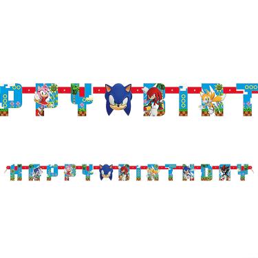 Imagem de Banner de festa de cartolina articulada Sonic the Hedgehog™ – 1,8 m 7,6 cm x 12,7 cm (1 peça) - Ideal para celebrações de aniversário e festas temáticas