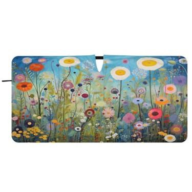 Imagem de CEBUGI Para-brisa de carro dobrável sombra de sol flor janela de carro guarda-chuva para-brisa frontal para-sol para acessórios de carro legal bloqueador solar refletivo de carro, M