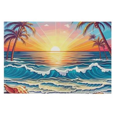 Imagem de CEBUGI Tapete de área 60 x 90 cm macio lavável tapete antiderrapante com suporte de borracha para área de pôr do sol tapetes para sala de estar, quarto, decoração de casa