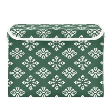 Imagem de CEBUGI Caixotes de armazenamento com tampas, caixa de armazenamento de tecido dobrável, organizadores de cubo vintage de Natal para armário de casa prateleiras de quarto 40 x 30 x 39 cm