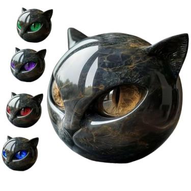 Imagem de SNCIDSGE Luxury Black Cat Stone Sculpture Handcrafted Marble Look Resin Statue with Amber Eyes Elegant Home Decor & Gift- Ready Art Piece Figurine (Yellow Eyes)