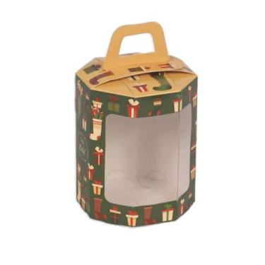 Imagem de Caixa Panetone Octogonal Meias e Presentes 05 Unidades Decora Doces Ri