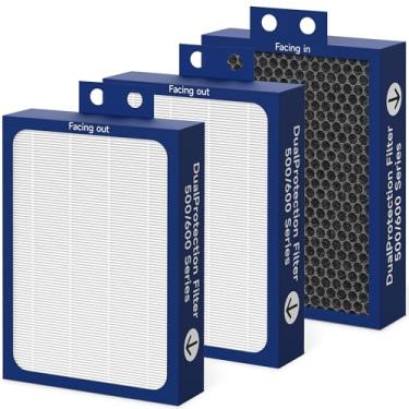 Imagem de Filtro de substituição 500/600 atualizado para purificador de ar Blueair Classic 500/600 501 503 505 510 550E 555EB 601 603 605 650E filtros de partículas, preenchido com grânulos de carbono ativado