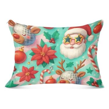 Imagem de Capa de almofada decorativa de Natal com zíper e bola vermelha artística King Queen tamanho padrão, tamanho padrão, 51 x 66 cm