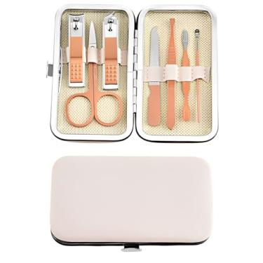 Imagem de Conjunto de manicure de 7 peças, ferramentas de aço inoxidável, estojo de couro